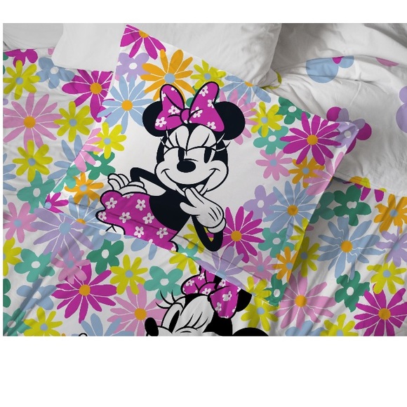 💜 Disney Minnie Mouse Flower Child Kids 2-Pc Twin/Full Comforter&Sham Set - Picture 4 of 7